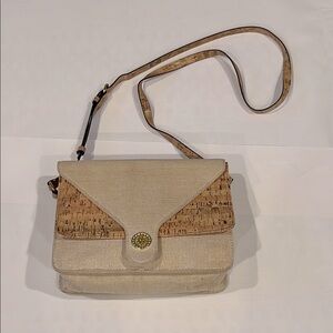 Anne Klein Elegant Beige and Tan Cork Detail Women's Bag